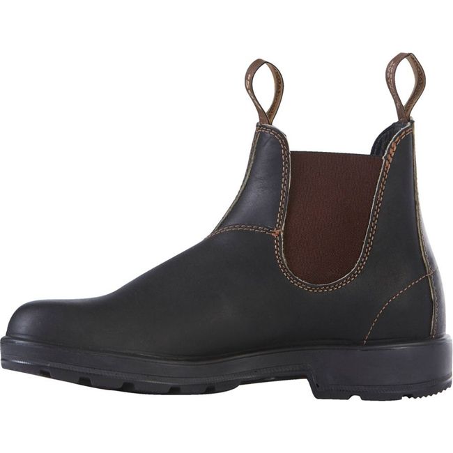 Medial side of Unisex Blundstone Orginial 500 Chelsea Boot in stout brown leather