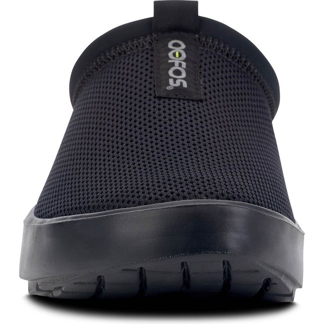 Front of Women's OOFOS OOcoozie Sport Mule in black mesh