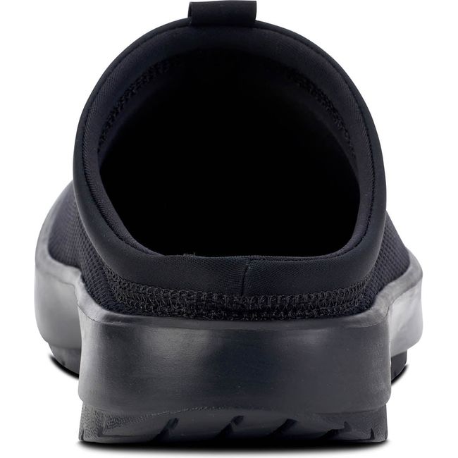 Heel of Women's OOFOS OOcoozie Sport Mule in black mesh