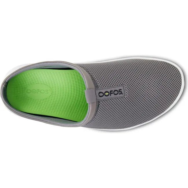Upper of Men&#39;s OOfos OOcoozie Sport Mule in Slate Grey mesh