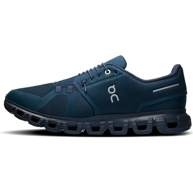 Medial side of Men's On Running Cloud 6 Running Shoe in Midnight Ink with slip on speed lacing