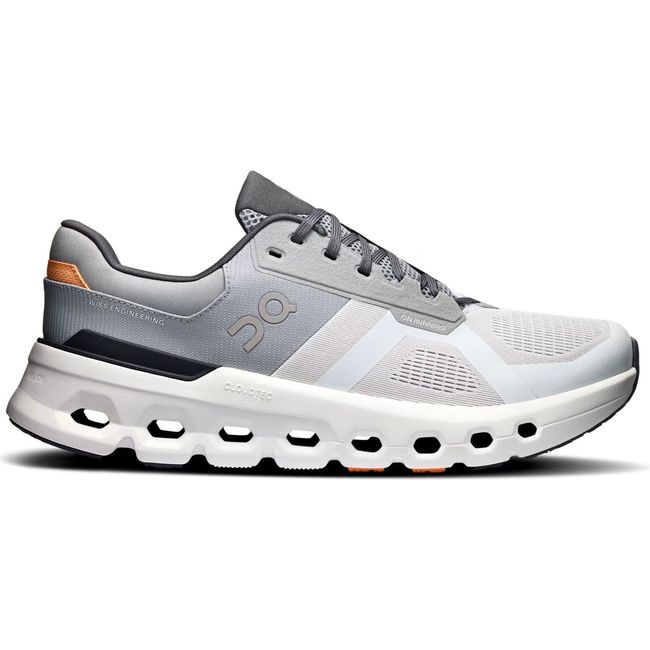 Lateral side of Men's On Running Cloudrunner 2 Running Shoe in Wolf Grey and Ivory