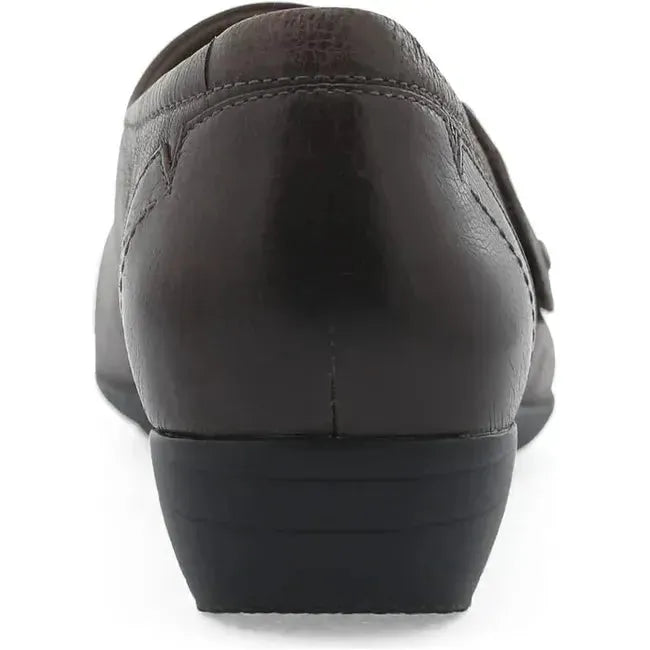 Back view of Women&#39;s Dansko Franny Shoe in Chocolate Burnished Calf Leather