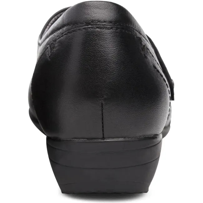Dansko Franny A-line shoe wide in black milled nappa leather, back view