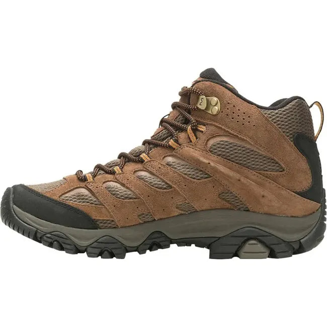Medial side of Men&#39;s Merrell Moab 3 Waterproof Hiking Boot in earth brown with vibram sole