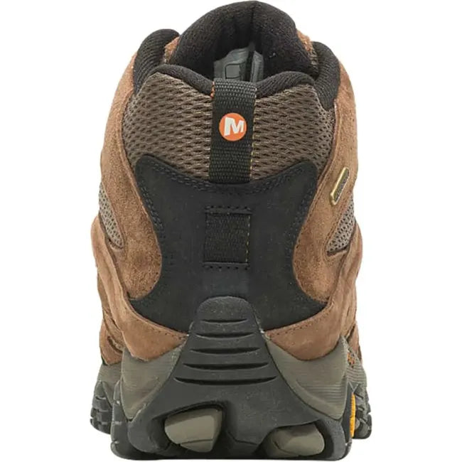 Heel of Men&#39;s Merrell Moab 3 Waterproof Hiking Boot in earth brown with vibram sole