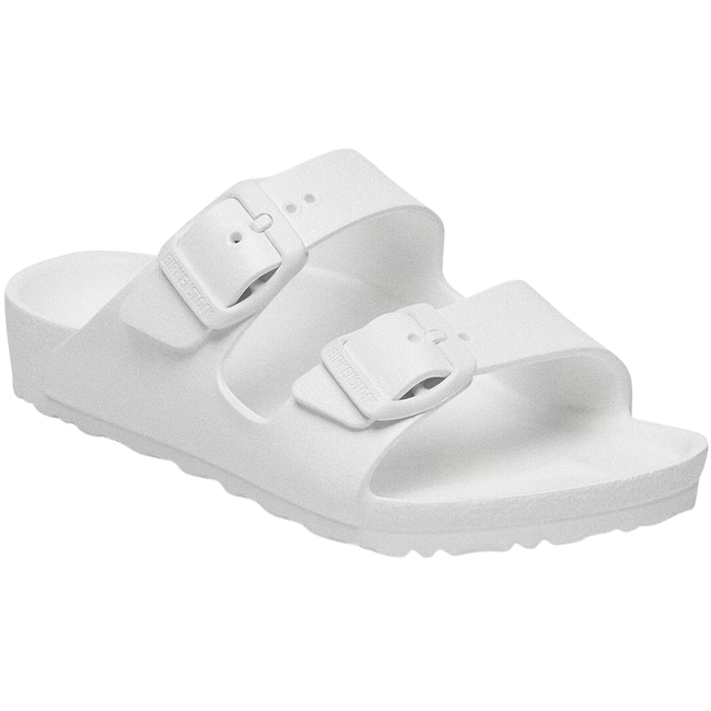 Angled Side of Birkenstock Kids' Arizona EVA Sandal (Toddler/ Little Kid) in White