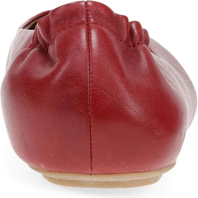 Heel of Women's Dansko Mollie Ballet Flat in red leather