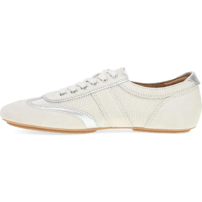 Dansko Milana sneaker in vanilla suede, side profile
