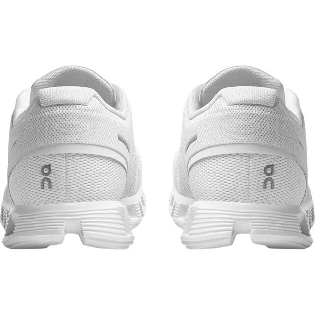 Heels of sleek and stylish Men's On Cloud 5 slip on sneakers in a classic all white colorway