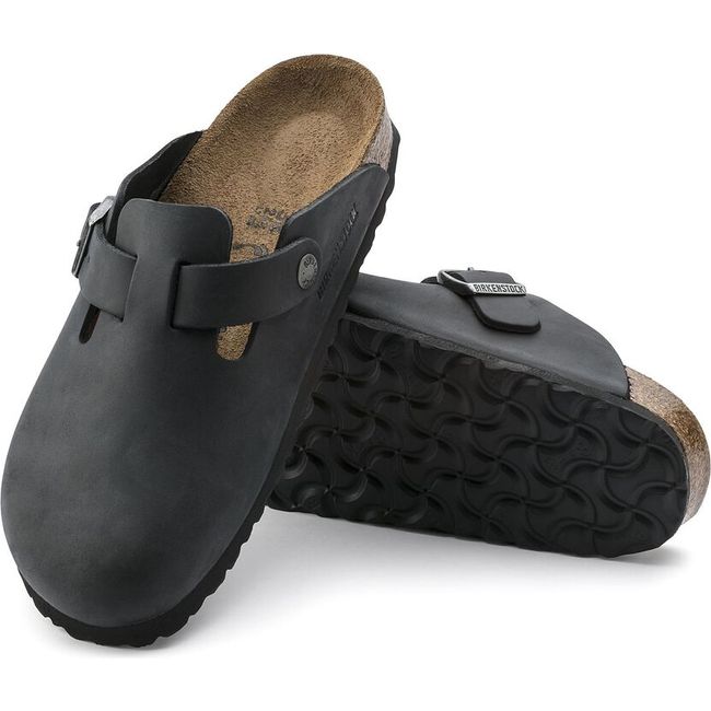 Birkenstock Unisex Boston Black Oiled Leather Clog 59461/59463