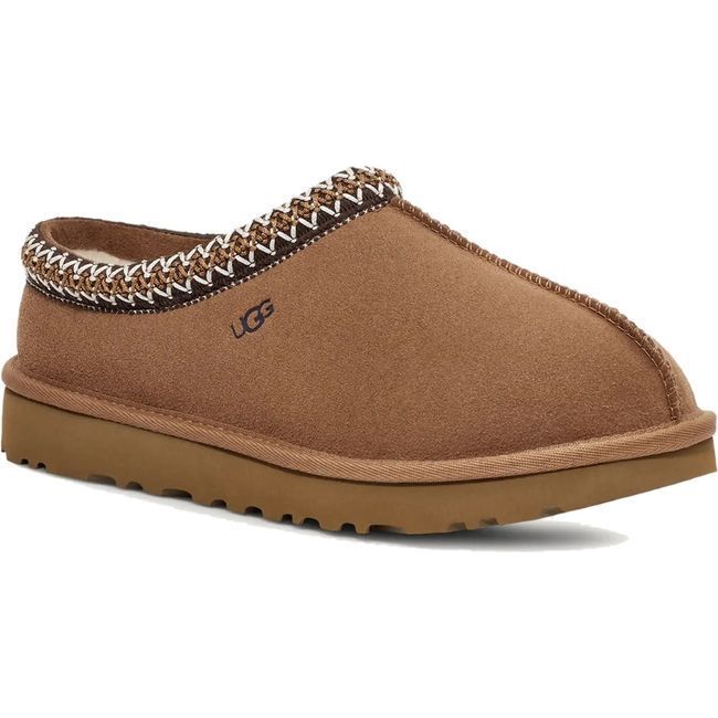 Front angled view of Women&#39;s UGG Tasman Chestnut Slipper
