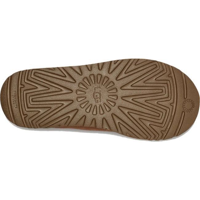 Sole view of Women&#39;s UGG Tasman Chestnut Slipper with a tan outsole