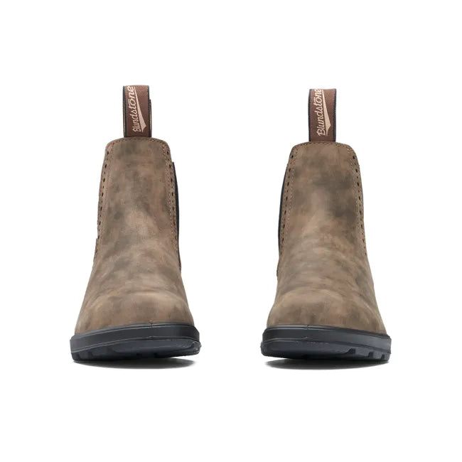 Front of Blundstone Originals 1351 Women&#39;s High Top Chelsea Boots in rustic brown leather