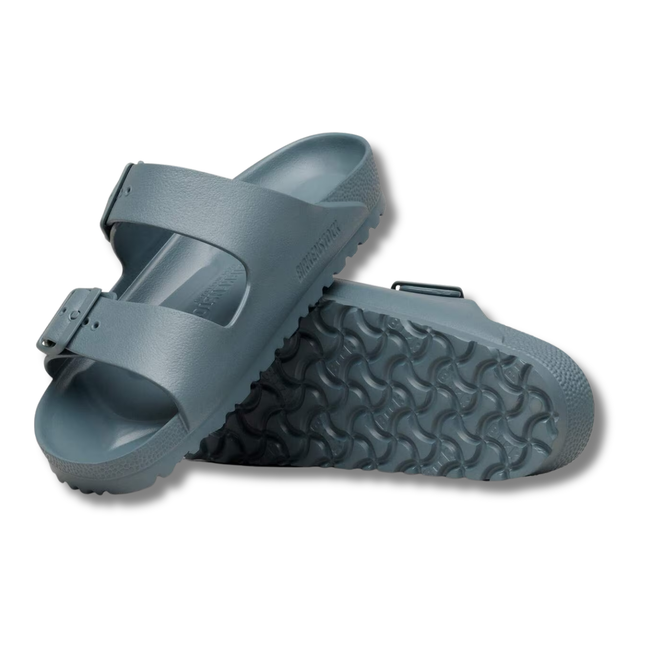 Top and Sole of Birkenstock Unisex Arizona EVA Sandal in Basalt Grey
