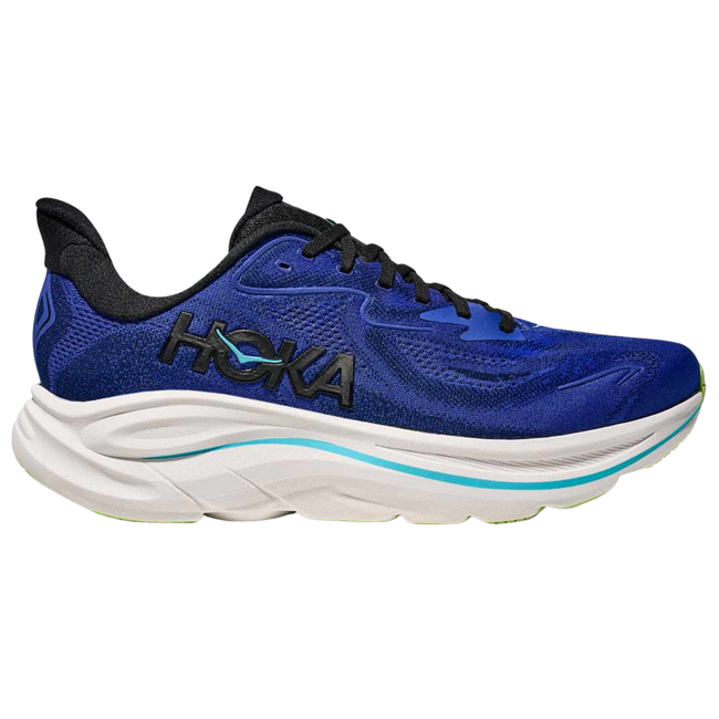 Side of Hoka Men's Clifton 10 Running Shoe in Midnight Blue