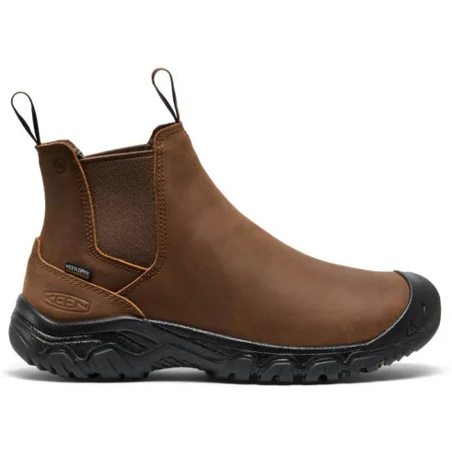 Lateral side of Keen Men's Anchorage IV Waterproof Boot in Dark Earth Brown