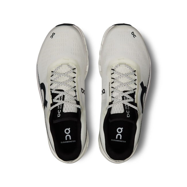 Tops of On Running Men's Cloudmonster 2 Running Shoes in Undyed White
