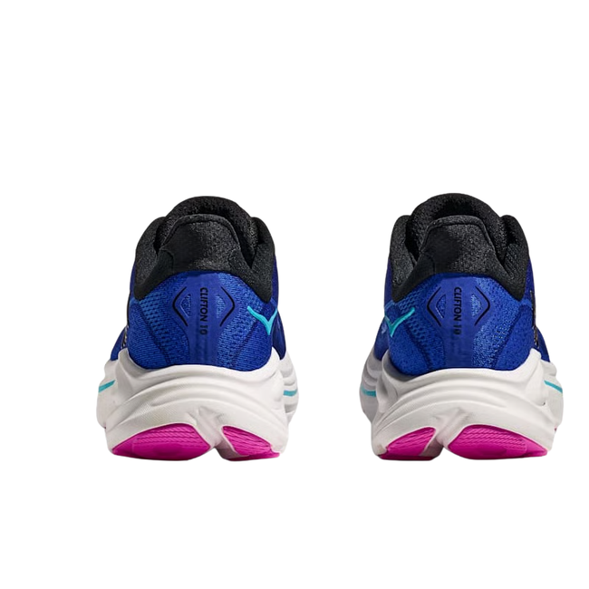 Heels of Hoka Women's Clifton 10 Running Shoe in Night Sky Blue