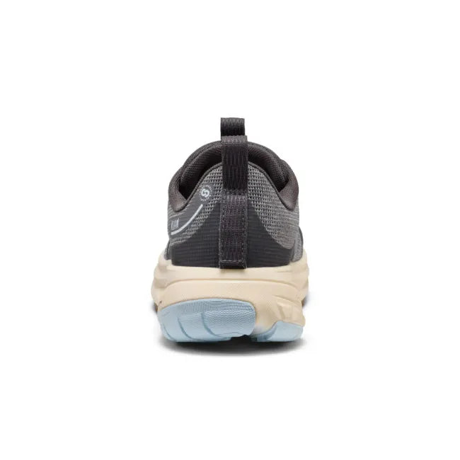 Heel of KEEN Women&#39;s Roam Trail Running Shoe in magnet grey and blue