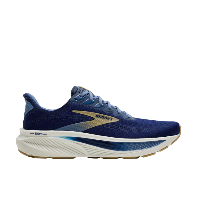Side of Brooks Men's Ghost 17 Running Shoe in Blue Beacon