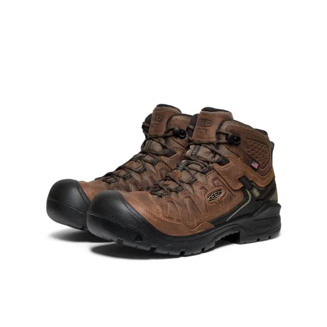 Pair of Keen Men's Targhee IV Waterproof Carbon Toe Work Boots in Dark Earth Brown