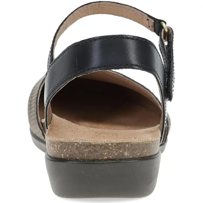 Dansko Rowan sandal in grey and pewter leather, back view