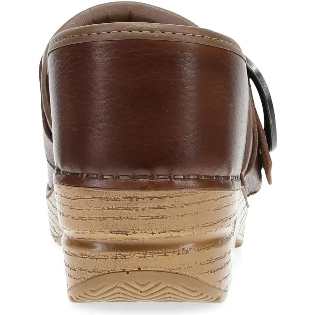 Dansko Pearson clog in brown waxy milled leather, back view