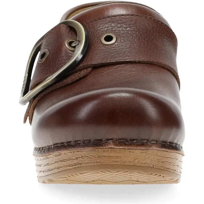 Dansko Pearson clog in brown waxy milled leather, front view