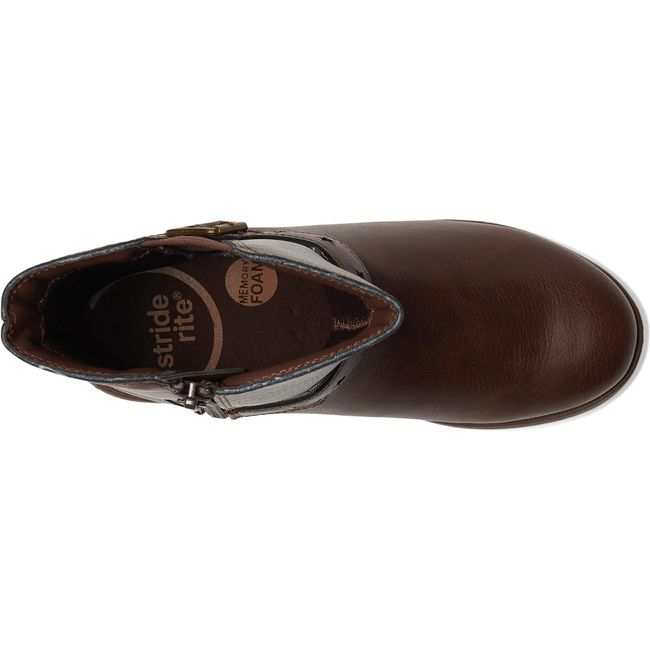 Top of the Lizz Girls Stride Rite Boots. Tall boot in brown leather with side zipper