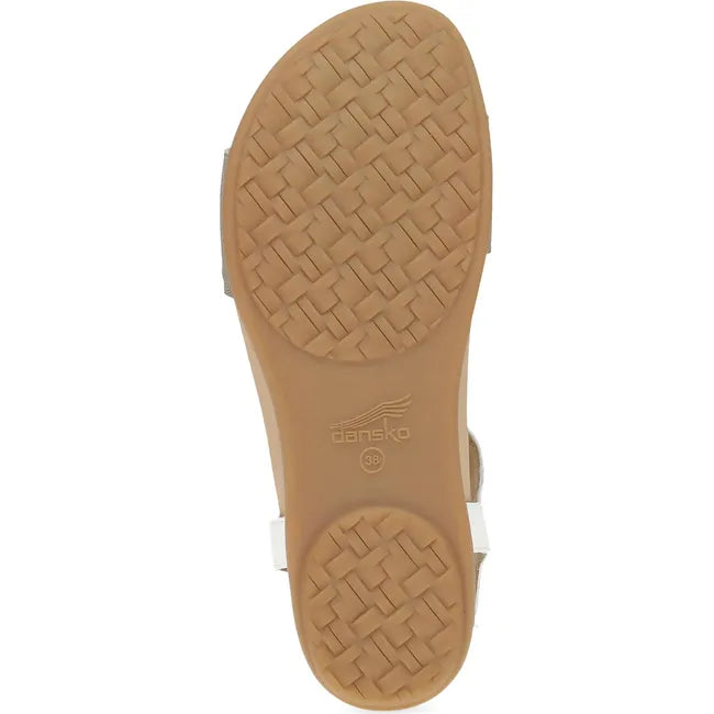 Sole of Women's Dansko Jodie Sandal in Platino and White