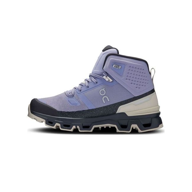 Medial side of On Running Women's Cloudrock Waterproof Hiking Boot in purple