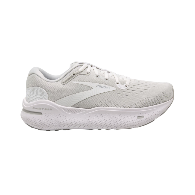 Brooks Women's Ghost Max Running Shoe White/Oyster/Metallic Silver 120395-124