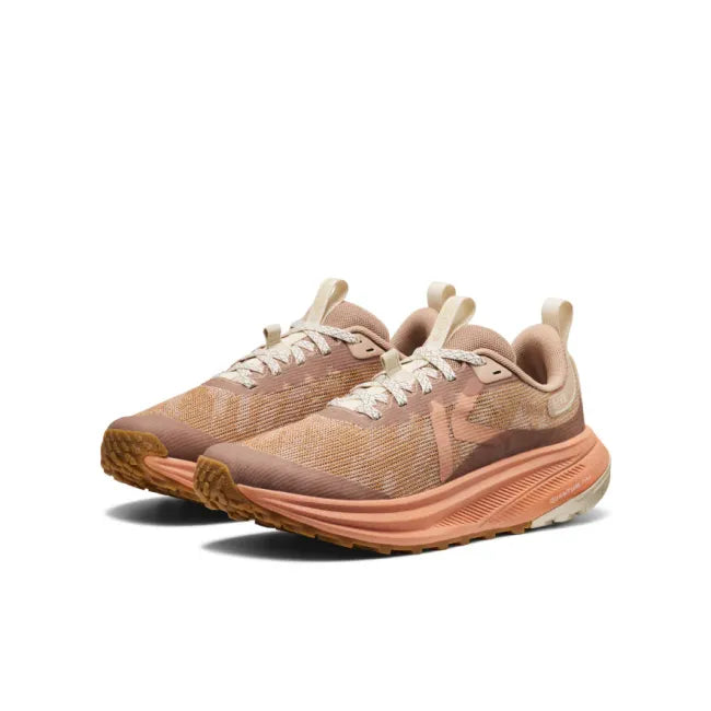 Pair of KEEN Women&#39;s Roam Trail Running Shoes in taupe and orange