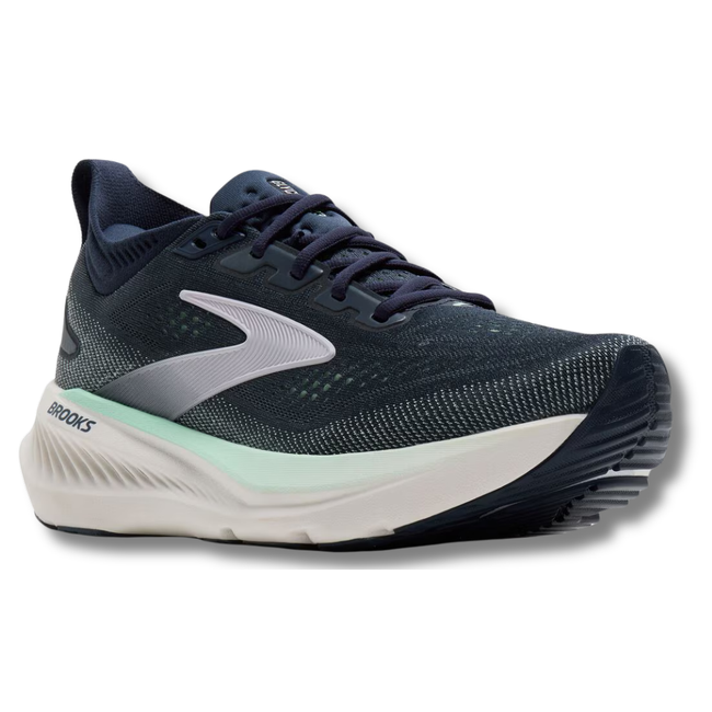 Angled side of Brooks Women's Glycerin 23 Running Shoe in Spellbound Blue