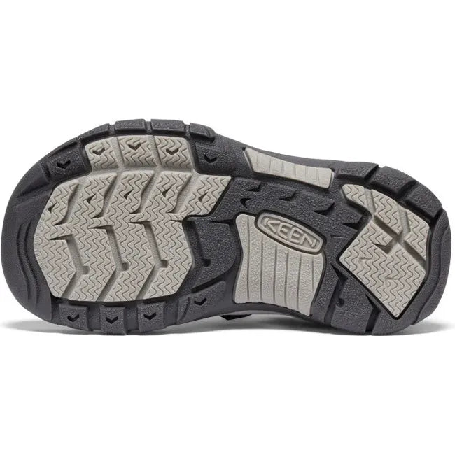 Sole of KEEN Little Kids Newport H2 Closed Toe Sandal in Naval Academy and Keen Yellow
