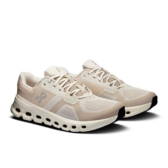 Angled Pair of On Running Men's Cloudrunner 2 Running Shoe Desert Beige