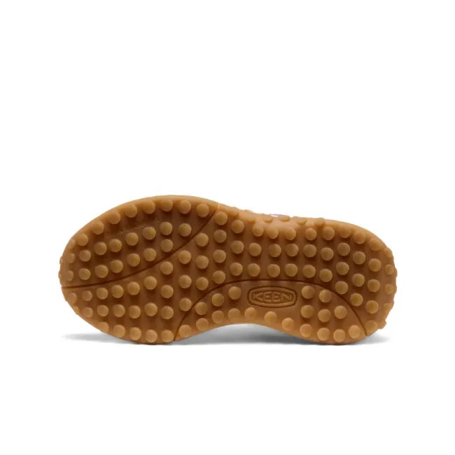 Tan sole of Lilas Pink A Boo KEEN Little Kids' KS86 Sneaker with grip for adventures