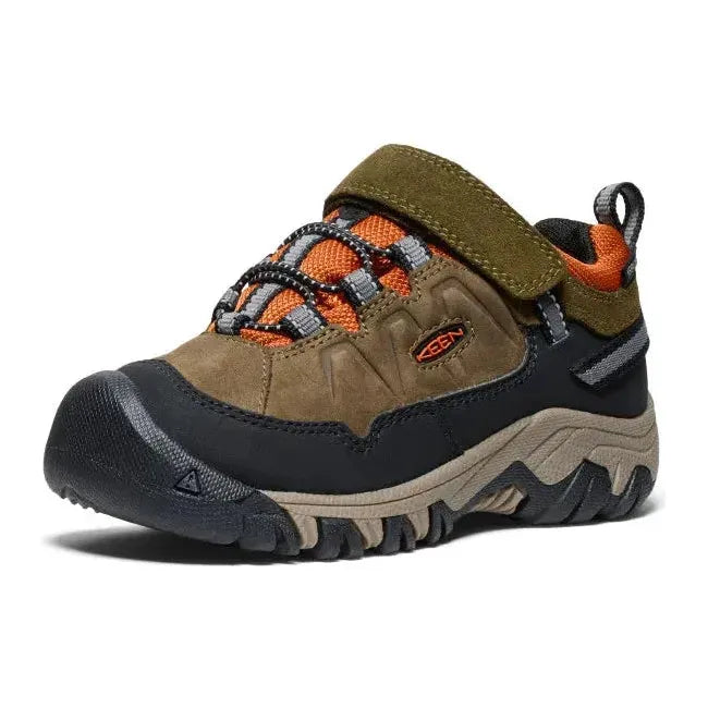 Keen Kids' Targhee IV Waterproof Hiking Shoe Dark Olive/Gold Flame 1029614
