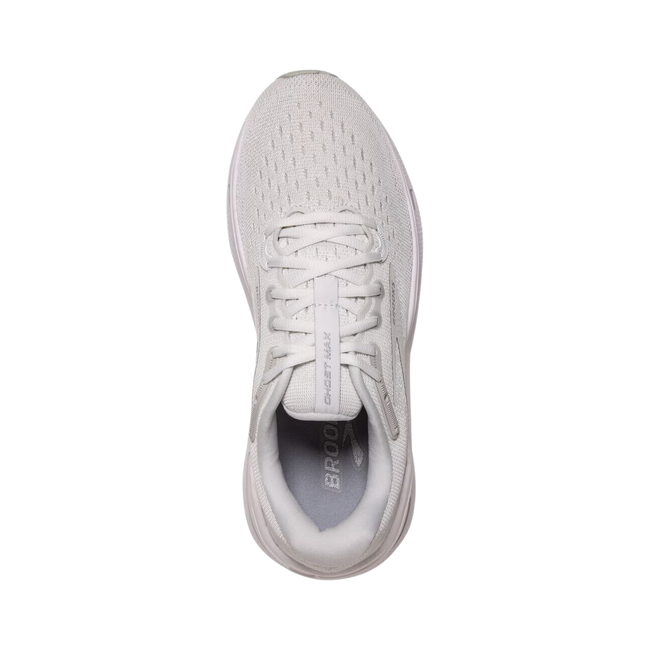 Brooks Women's Ghost Max Running Shoe White/Oyster/Metallic Silver 120395-124