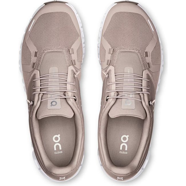 Top down view of Men's On Running Cloud 6 Running Shoes in Fog White with slip on speed lacing