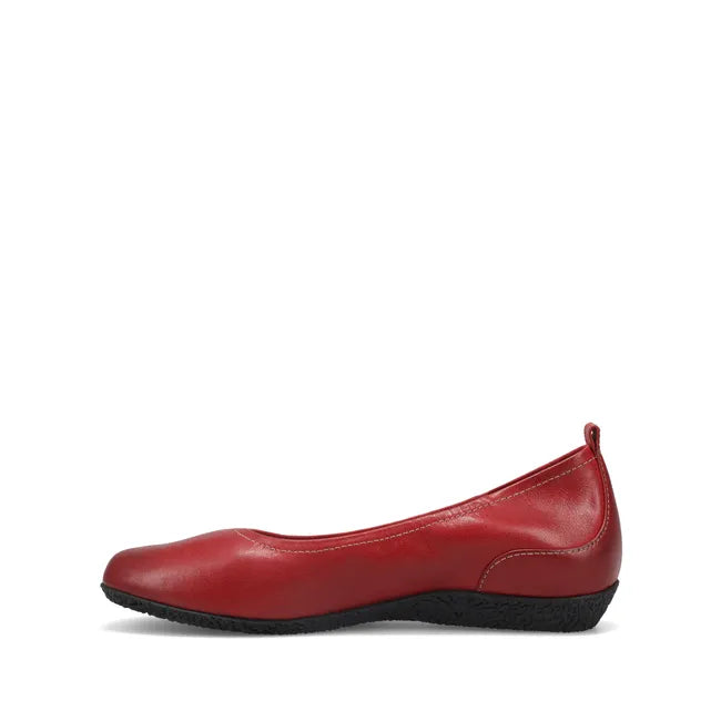 Medial side of Women&#39;s Taos Chit Chat Flat in Red leather