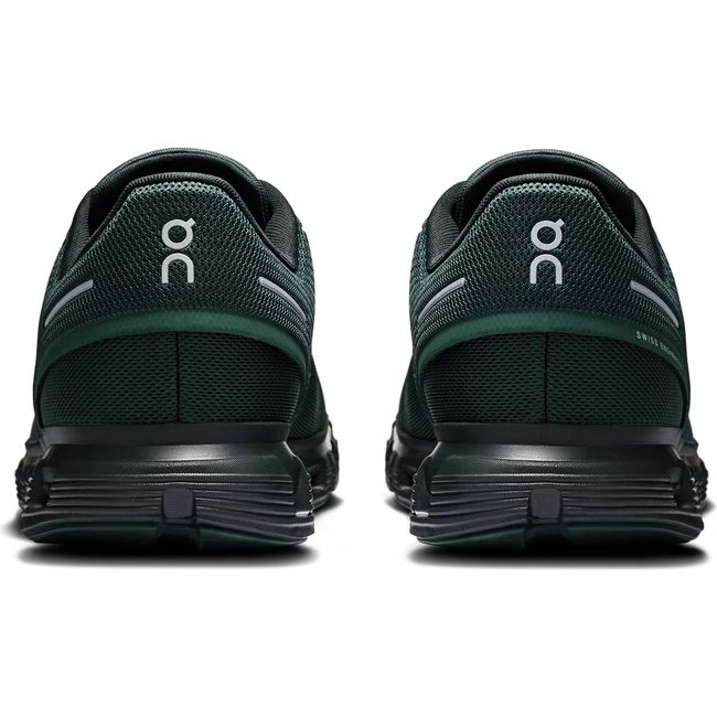 Heels of Men's On Running Cloud 6 Running Shoes in evergreen black with slip on speed lacing