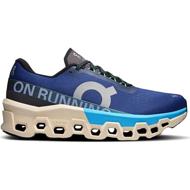Lateral of On Running Men's Cloudmonster 2 Running Shoe in temptest and horizon blue