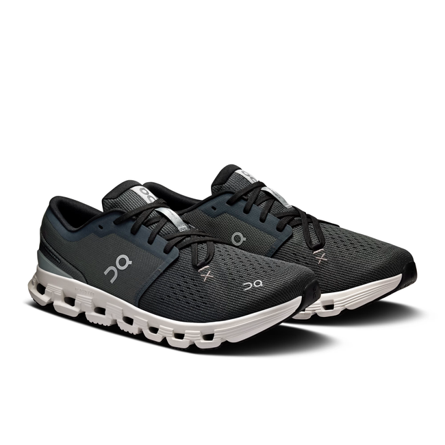 Angled Pair of On Running Men's Cloud X 4 Cross Training Shoes in Shadow Grey