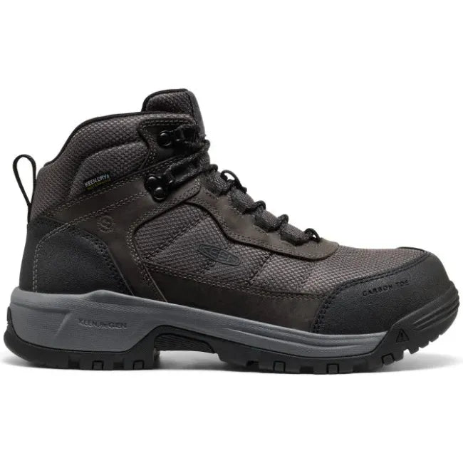 Side of Keen Men's Skokie Waterproof Carbon Toe Work Boot in Magnet Black