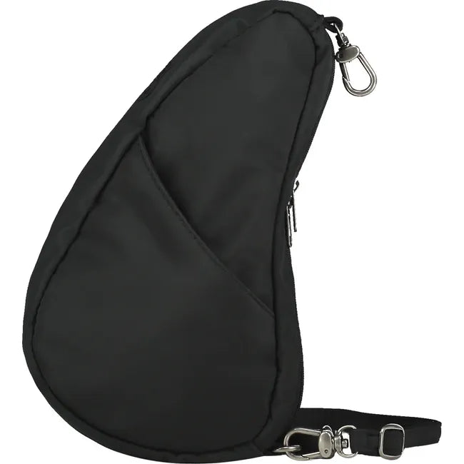 Medial side of Ameribag 10&quot; Microfiber Baglett Cross Body Bag in black