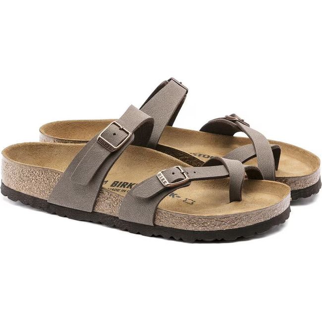 Pair of Birkenstock Women&#39;s Mayari Birkibuc Sandals in mocha