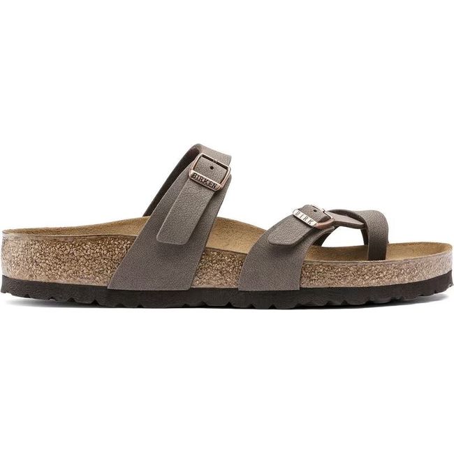 Lateral side of Birkenstock Women's Mayari Birkibuc Sandal in mocha