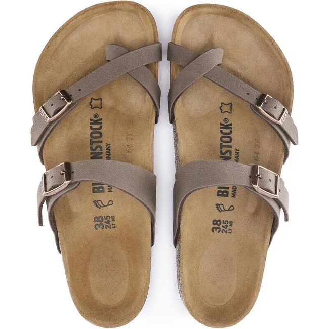 Top down view of Birkenstock Women&#39;s Mayari Birkibuc Sandals in mocha